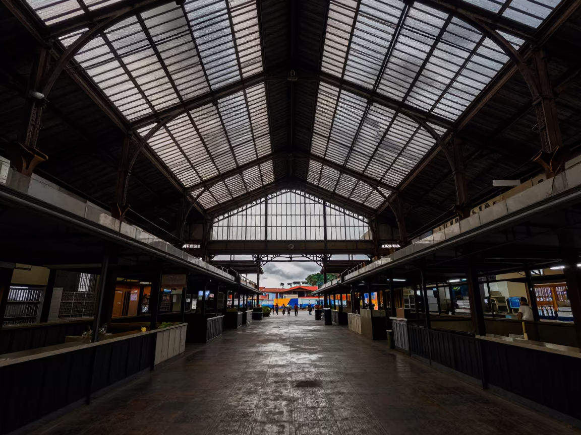Morning Light in Restored Train Terminal Market Hall in inside a restored train terminal near Ciudad Bolívar