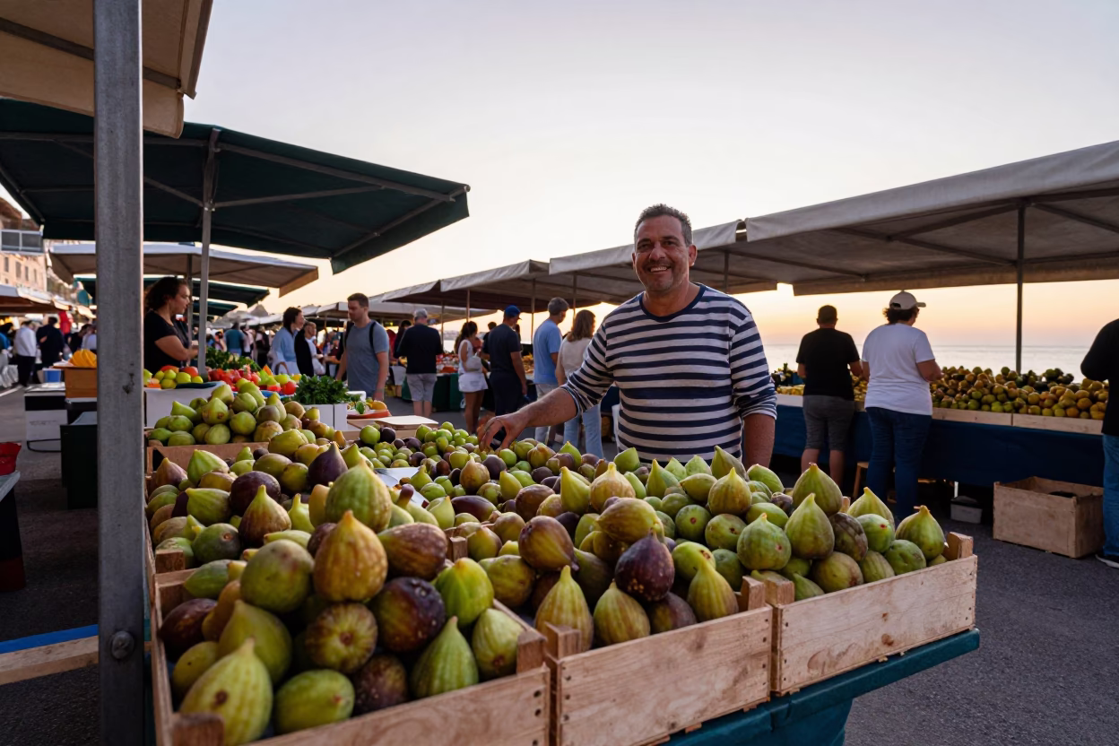 Morning Market in Nice at First Light Of Dawn in in Nice, France