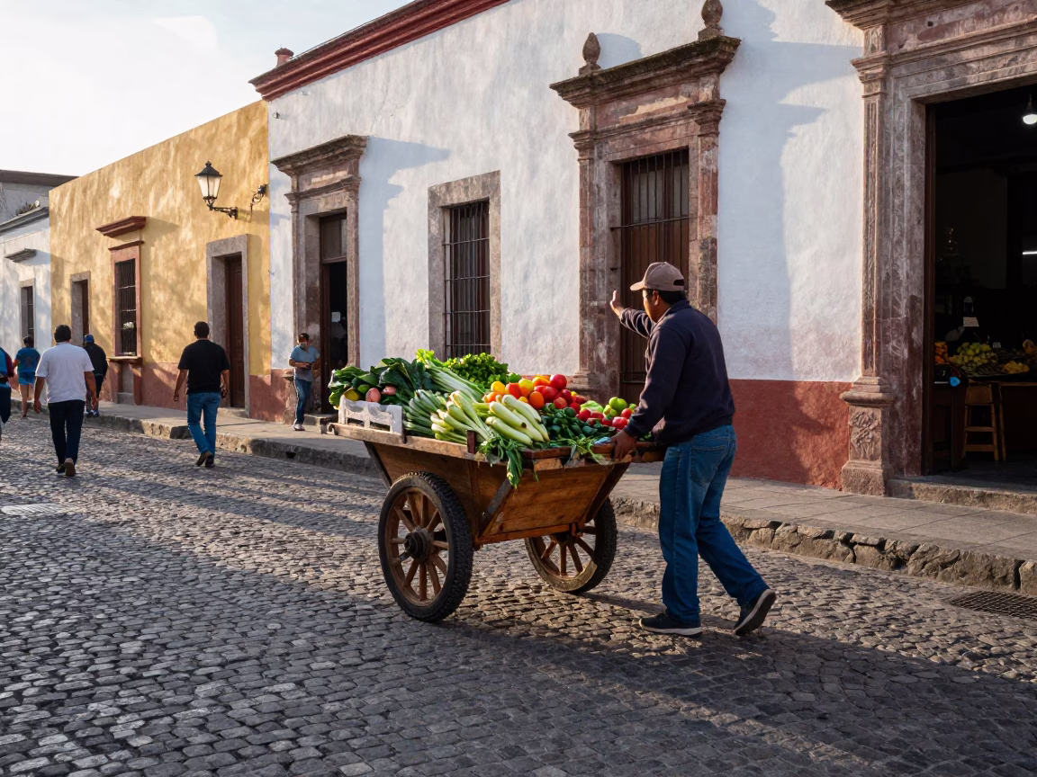 Morning Market in Oaxaca at As First Light Reaches The Scene in in Oaxaca, Mexico