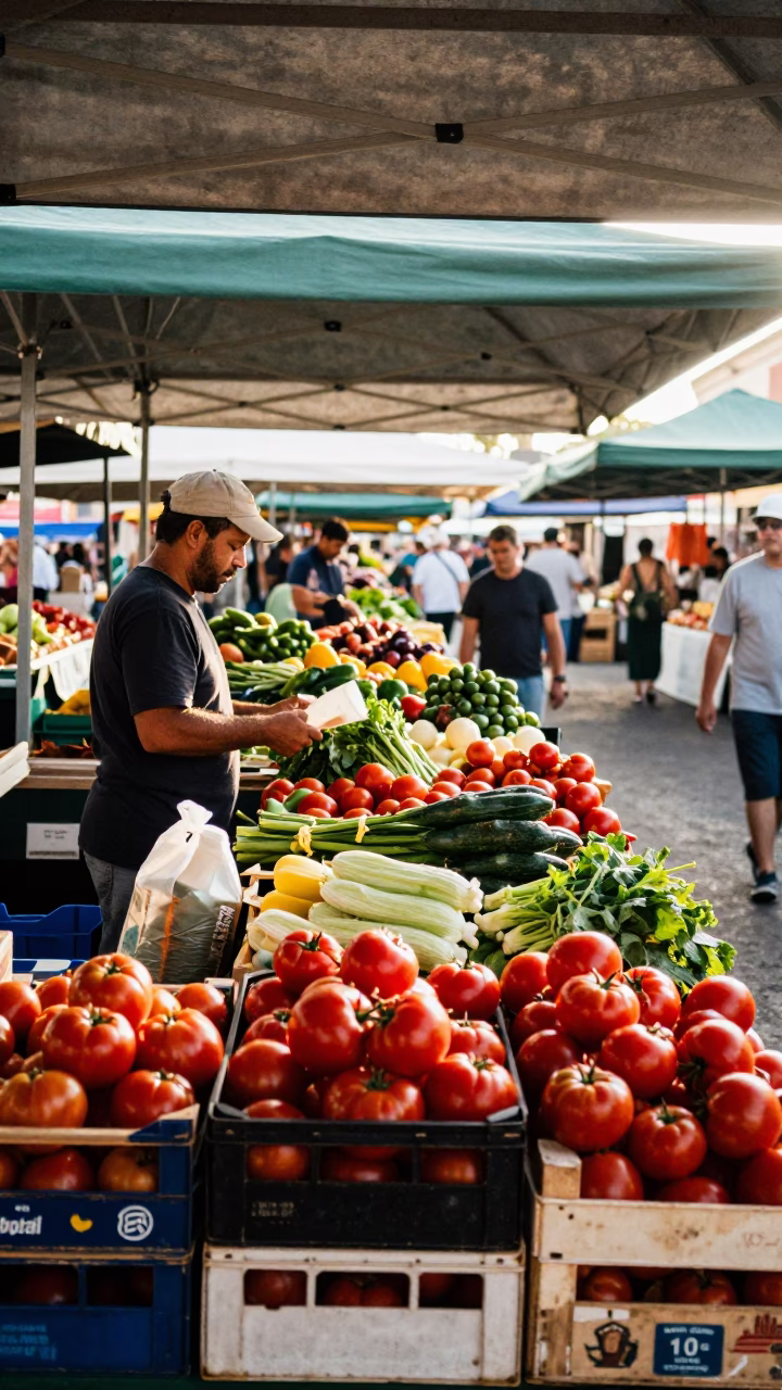 Morning Market Scene in Naples Italy with Fresh Produce and Local Commerce in in Naples, Italy