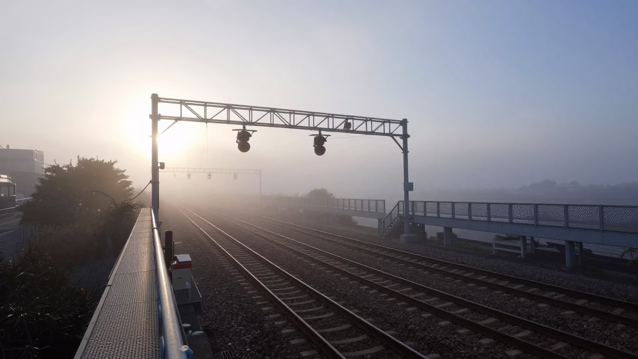 Morning Mist at The Early Morning Light in Fukuoka in in Fukuoka, Japan