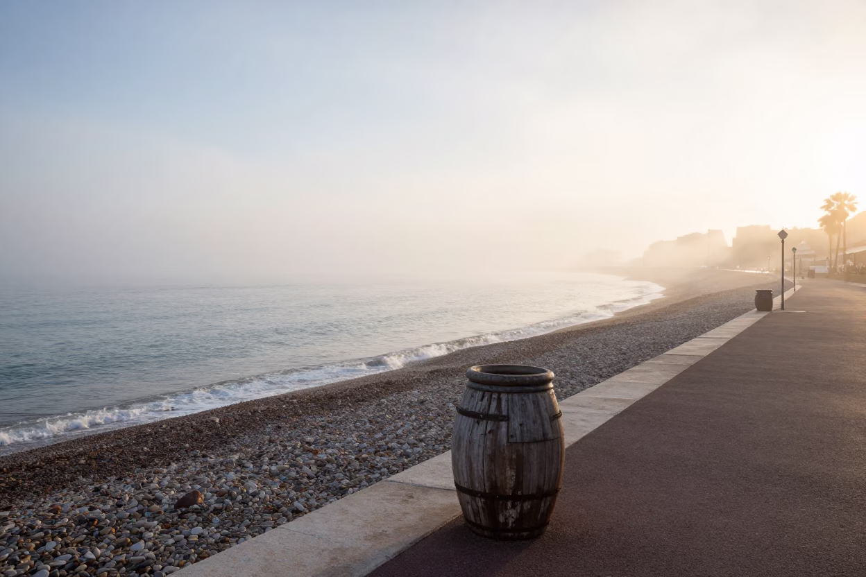 Morning Mist at The Early Morning Light in Nice in in Nice, France