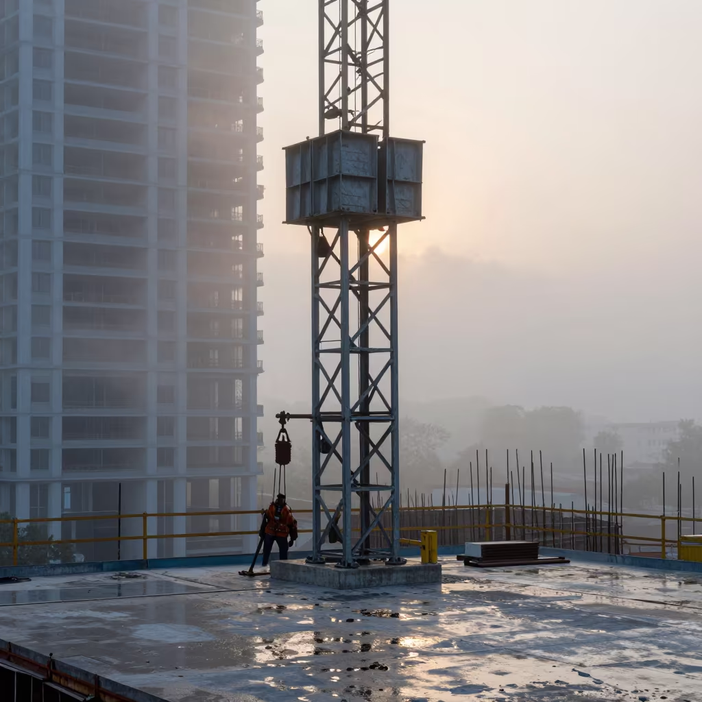 Morning Mist on Construction Deck Philippines in on an active construction deck in Philippines