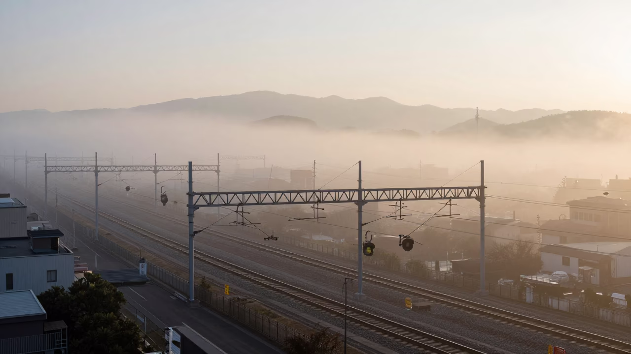 Morning Mist in Osaka at The Early Morning Light in in Osaka, Japan