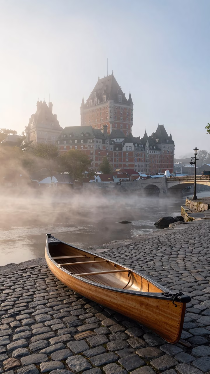 Morning Mist just after sunrise in Quebec City in in Quebec City, Quebec, Canada