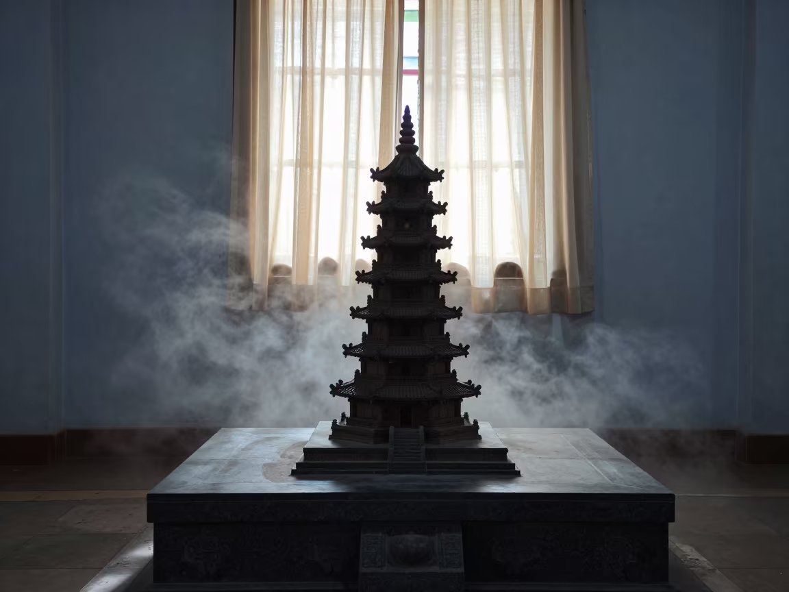 Morning Mist Pagoda at Stone Altar Thiruvananthapuram in at the foot of a stone altar in Thiruvananthapuram