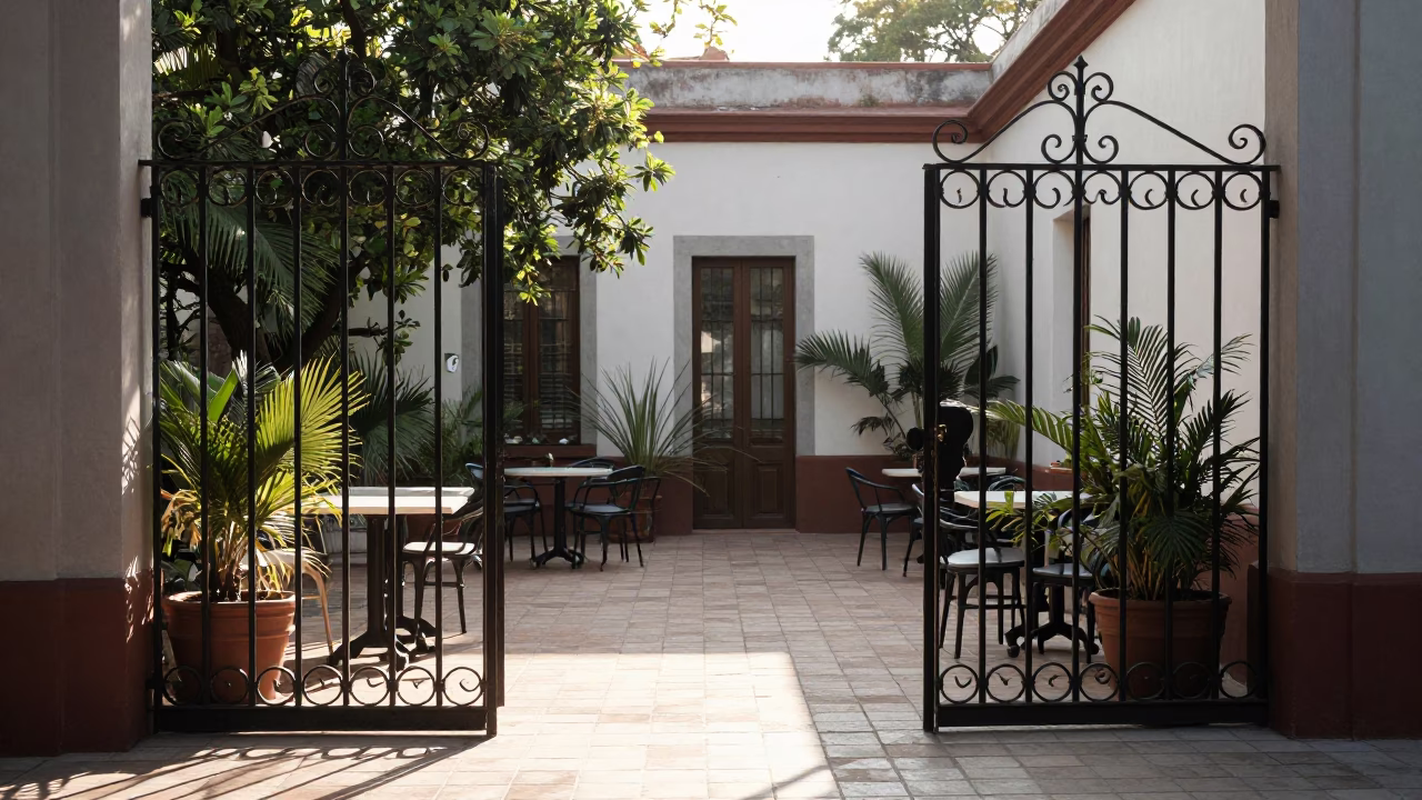 Morning Patio in Buenos Aires at As First Light Reaches The Scene in in Buenos Aires, Argentina