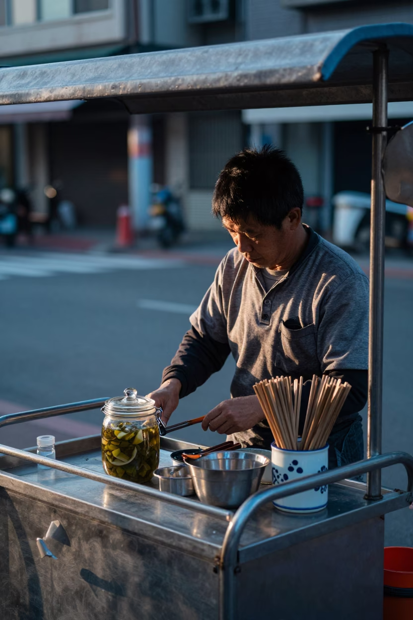 Morning Prep in Kaohsiung at Sunrise Light in in Kaohsiung, Taiwan