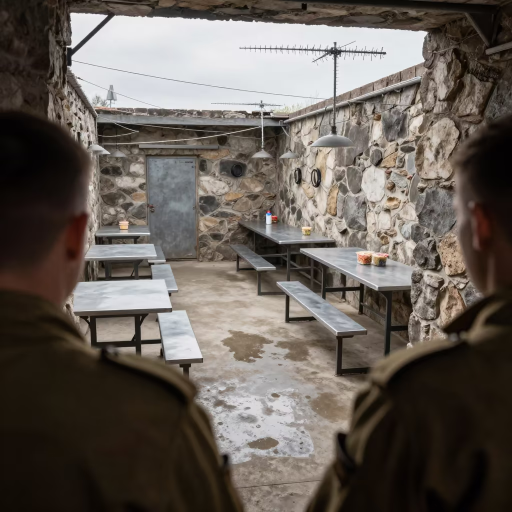 Morning Prep in Transylvanian Bunker Mess Hall in inside a bunker stairwell in Transylvania