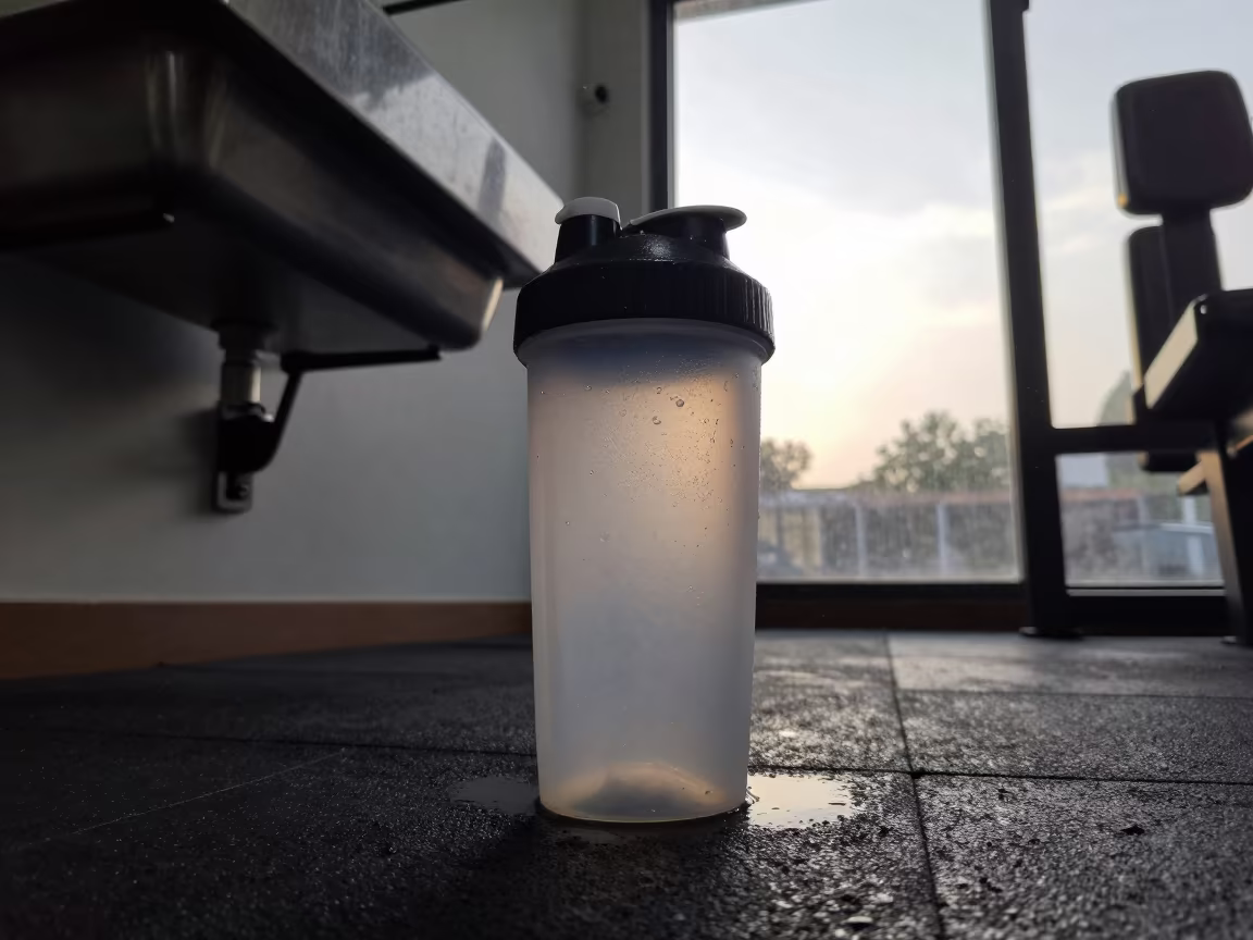 Morning Protein Shaker Rinse Station Low Angle in inside a strength room in Surat
