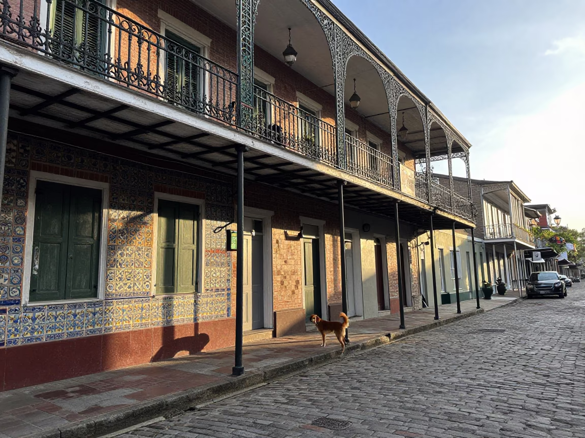 Morning Quarter in New Orleans at As First Light Reaches The Scene in in New Orleans, Louisiana, United States