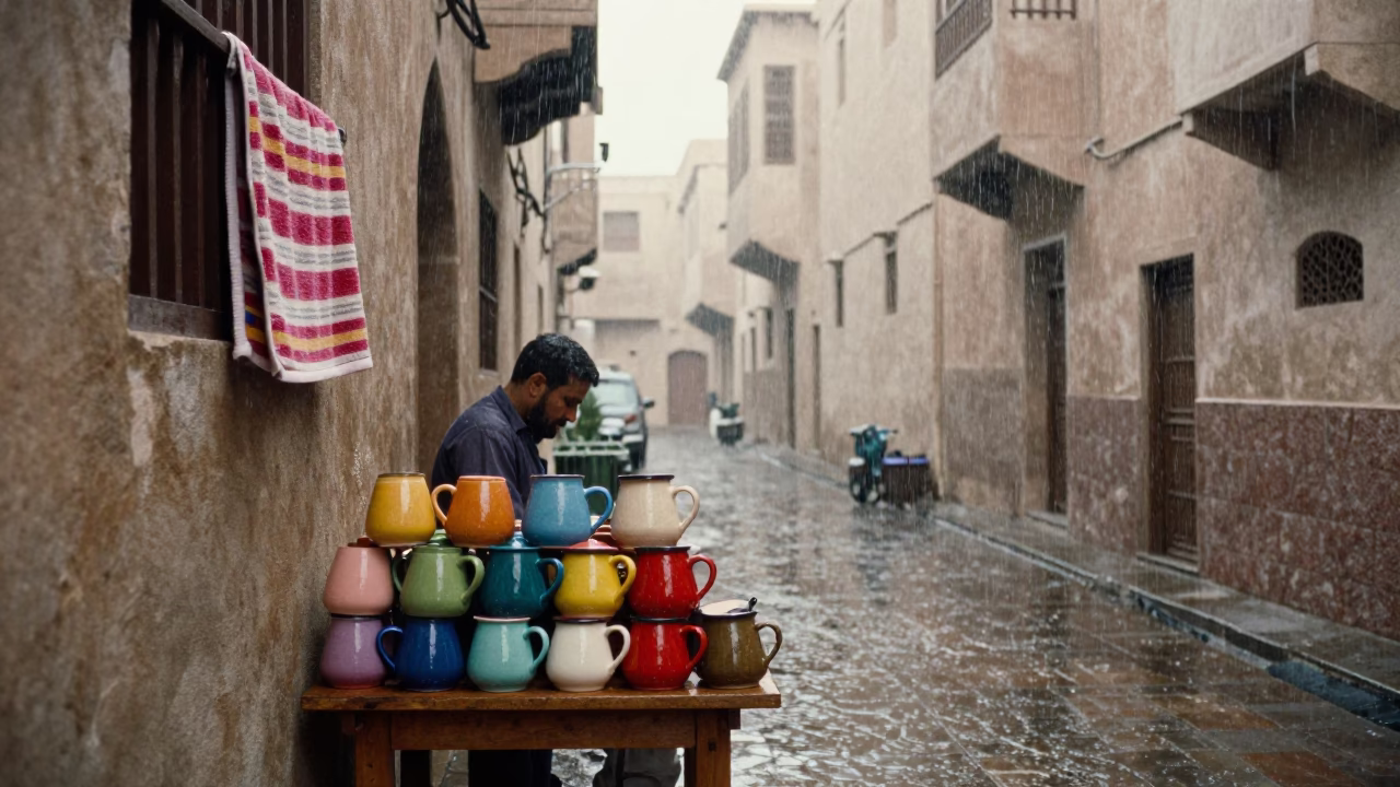 Morning Rain in Muscat at First Light in in Muscat, Oman