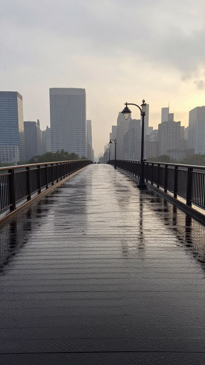 Morning Rain in New York at The Early Morning Light in in New York, New York, United States
