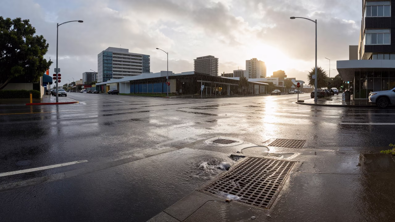 Morning Rain in Perth at The Late Morning Light in in Perth, Western Australia, Australia