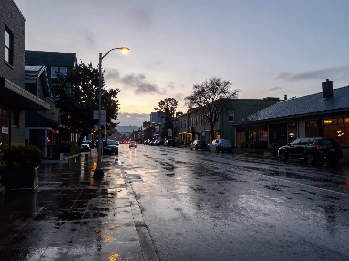 Morning Rain in Seattle at Sunrise Light in in Seattle, Washington, United States