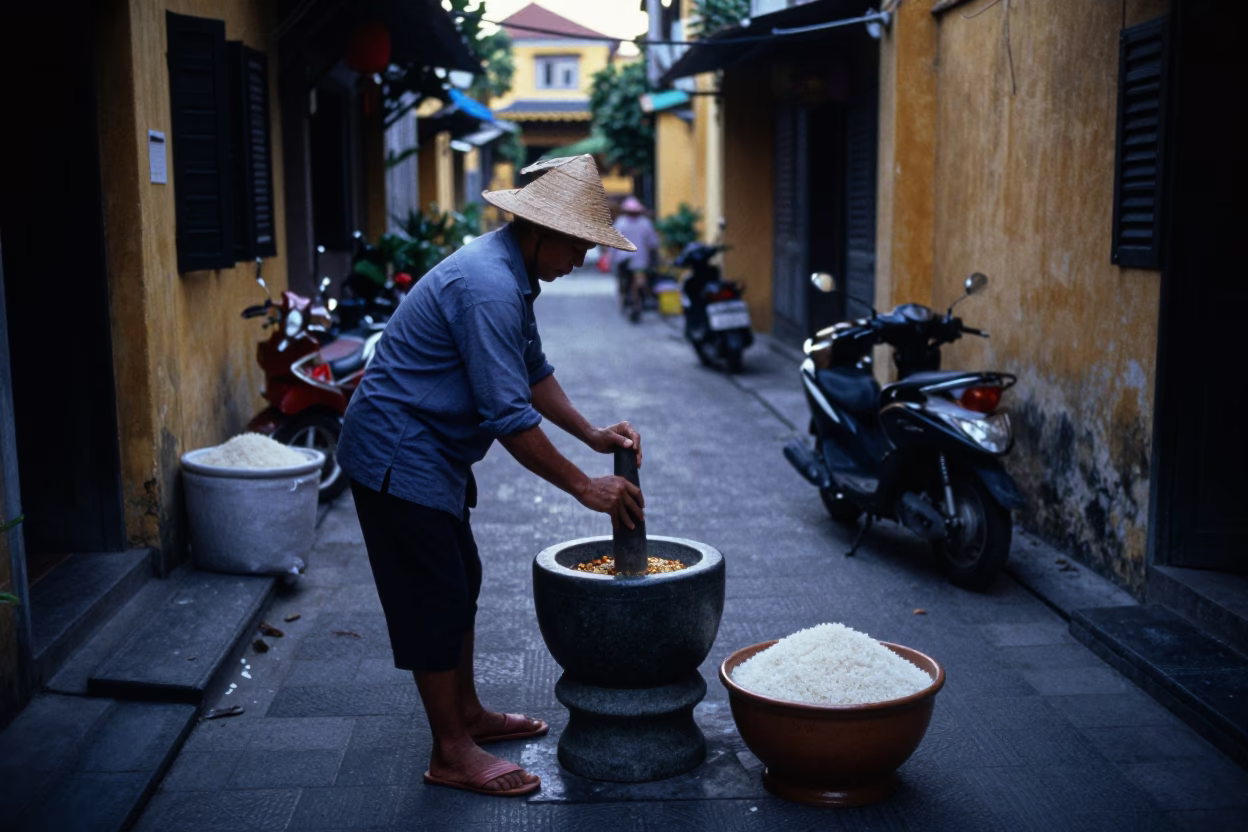 Morning Rice at Sunrise Light in Hoi An in in Hoi An, Vietnam