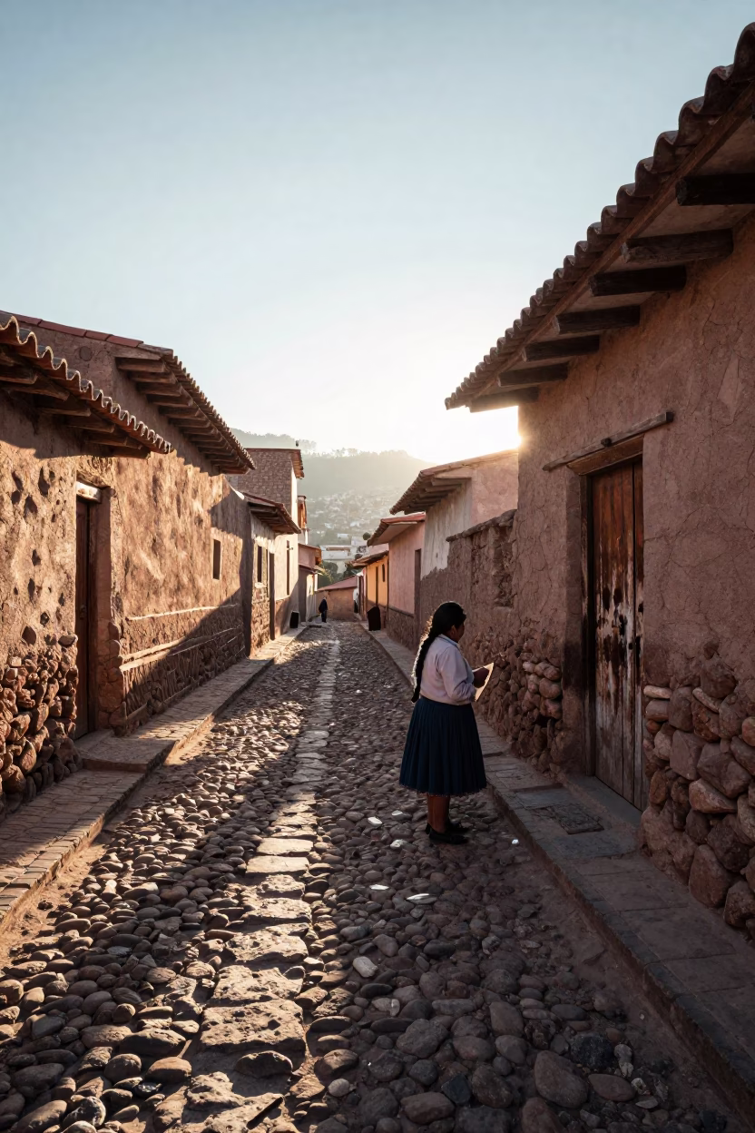 Morning Routine in La Paz at As First Light Reaches The Scene in in La Paz, Bolivia