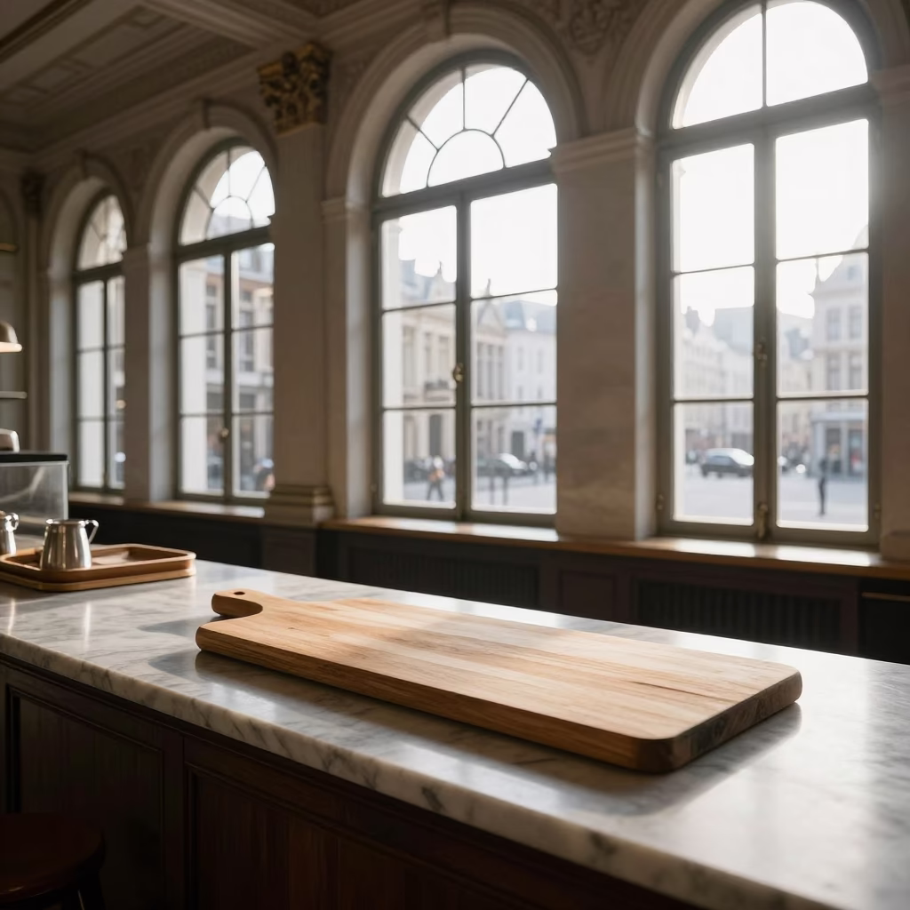 Morning Scene in Brussels at As First Light Reaches The Scene in in Brussels, Belgium