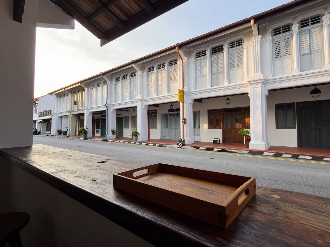 Morning Scene in George Town at As First Light Reaches The Scene in in George Town, Malaysia