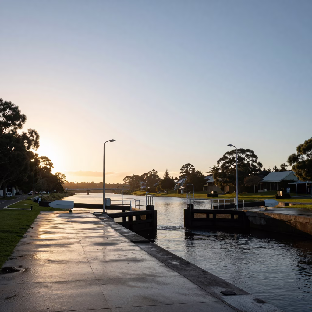 Morning Scene in Perth at As First Light Reaches The Scene in in Perth, Western Australia, Australia