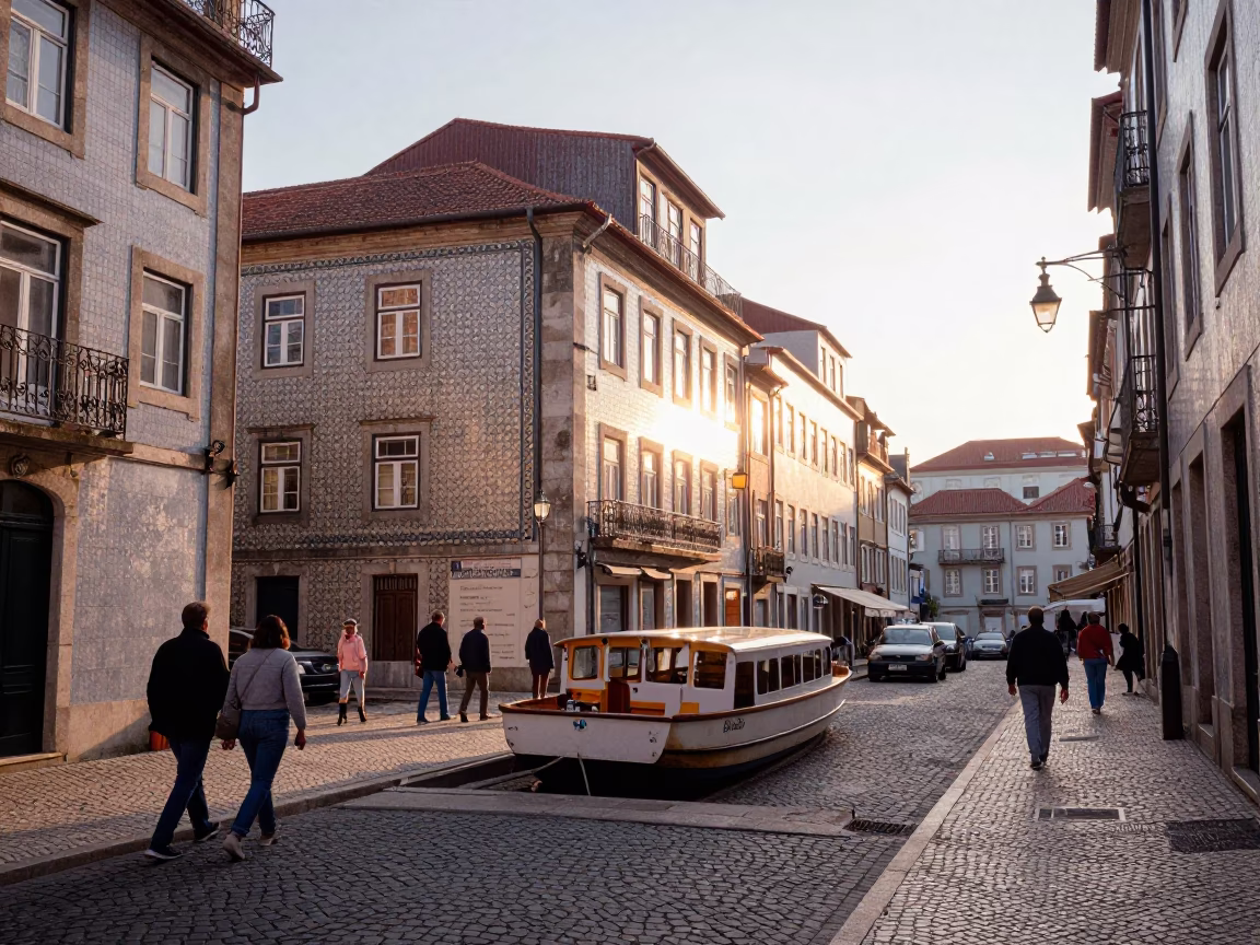 Morning Scene just after sunrise in Lisbon in in Lisbon, Portugal