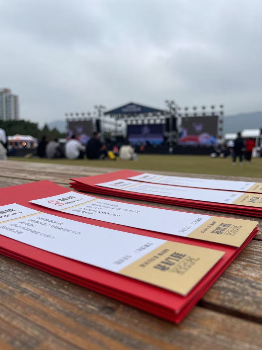 Morning Setup Festival Ticket Table Fuzhou in at a night market in Fuzhou