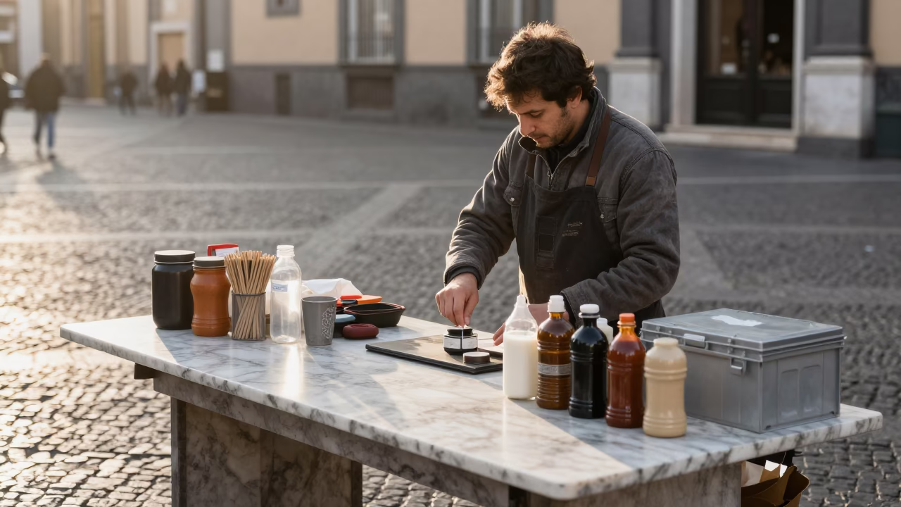 Morning Setup in Naples in in Naples, Italy