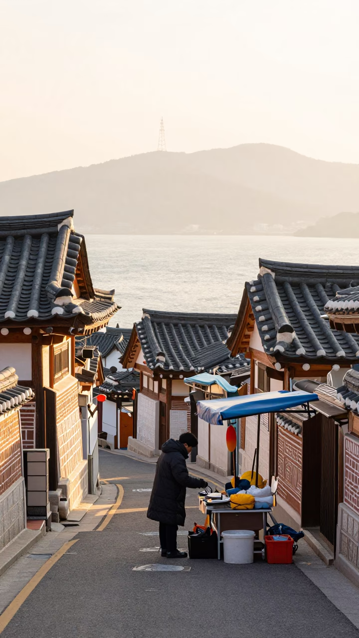 Morning Stall in Busan in in Busan, South Korea
