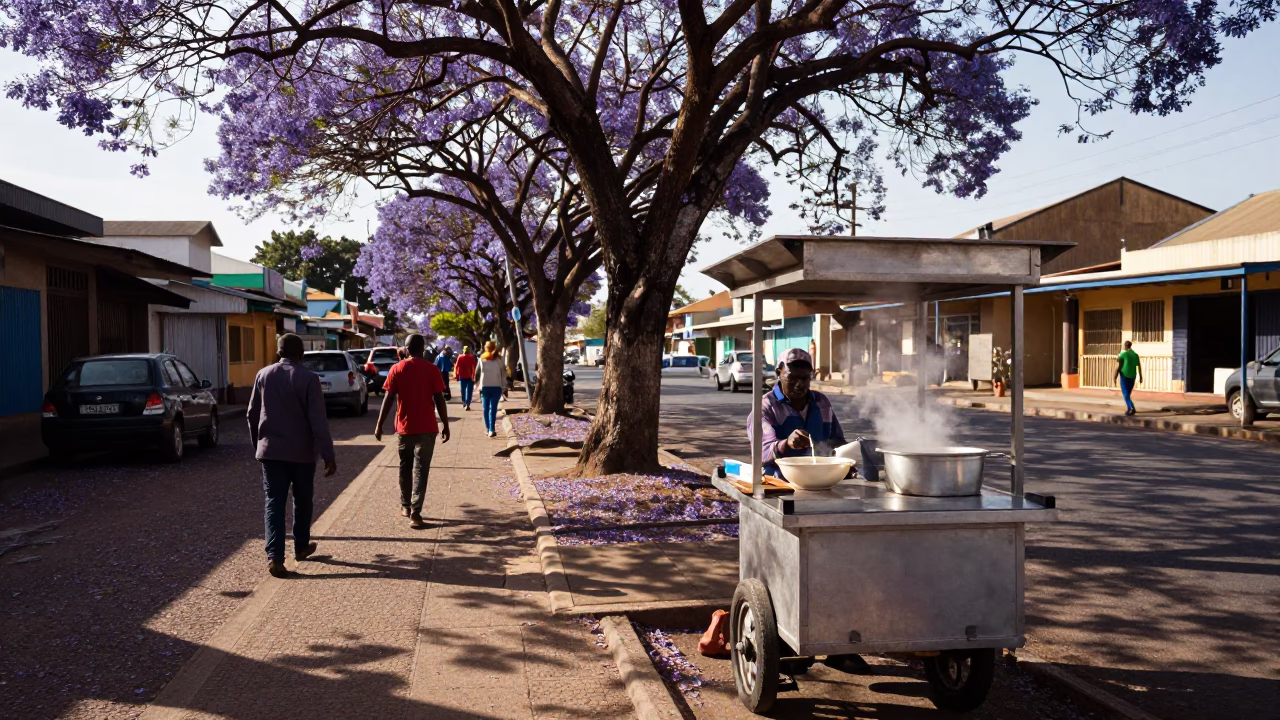 Morning Street Food Vendor in Durban South Africa Serving Congee at First Light in in Durban, South Africa
