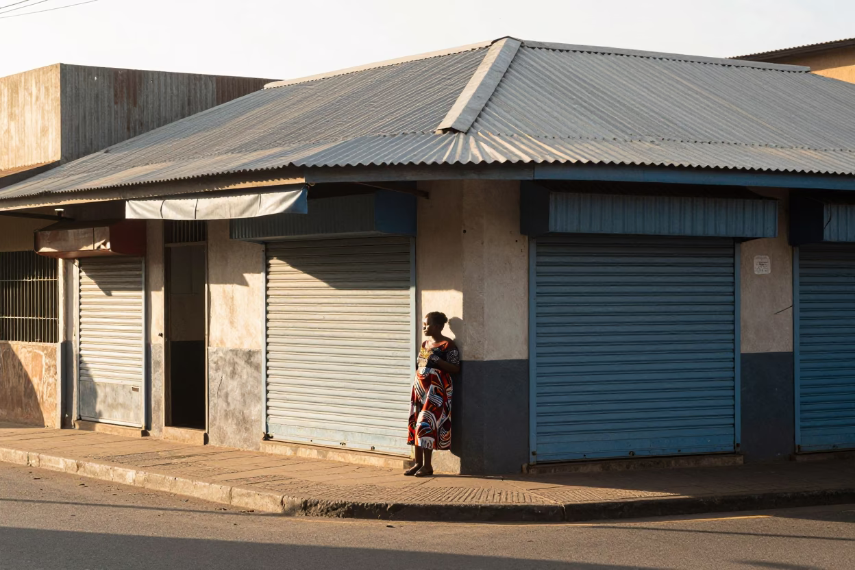 Morning Street Scene in Johannesburg South Africa Outside Corner Store in in Johannesburg, South Africa