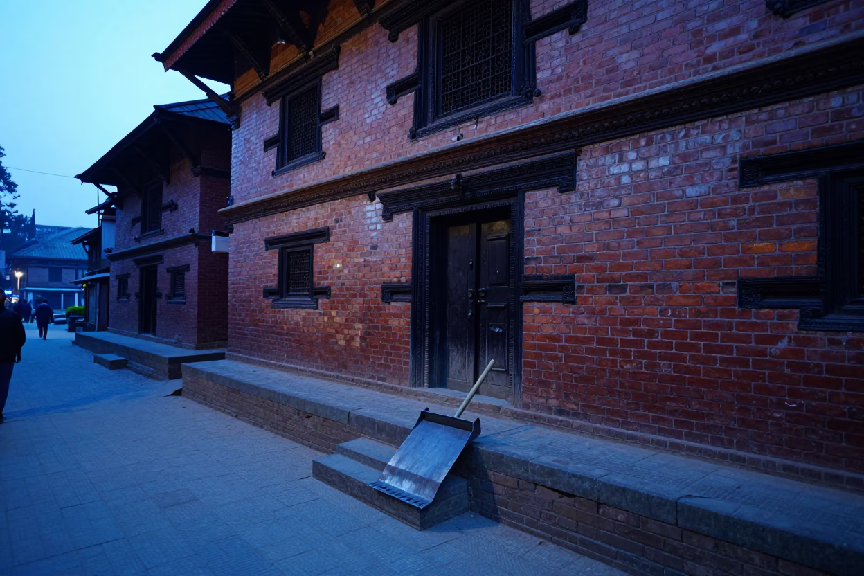 Morning Street Scene in Kathmandu Nepal at Nautical Dawn in in Kathmandu, Nepal