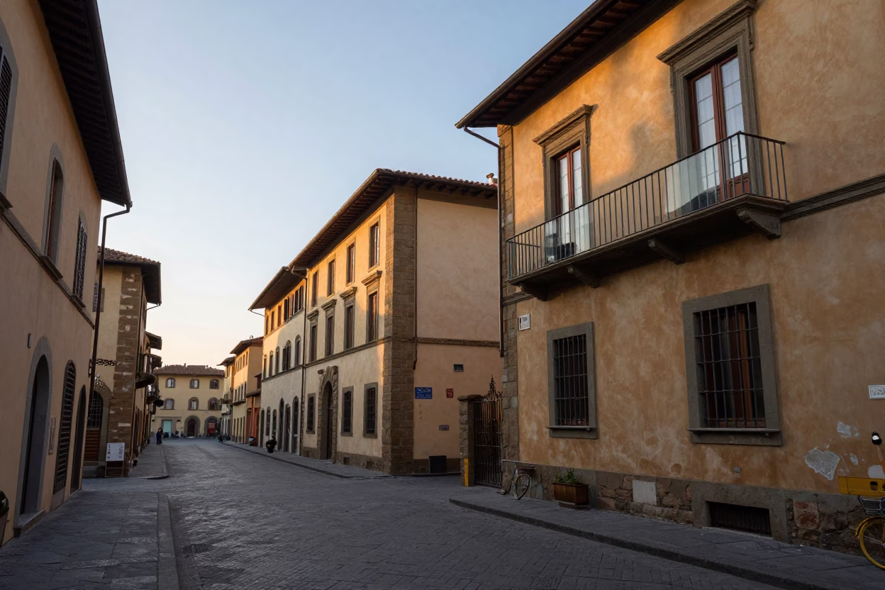 Morning Streets in Florence at First Light Of Dawn in in Florence, Italy