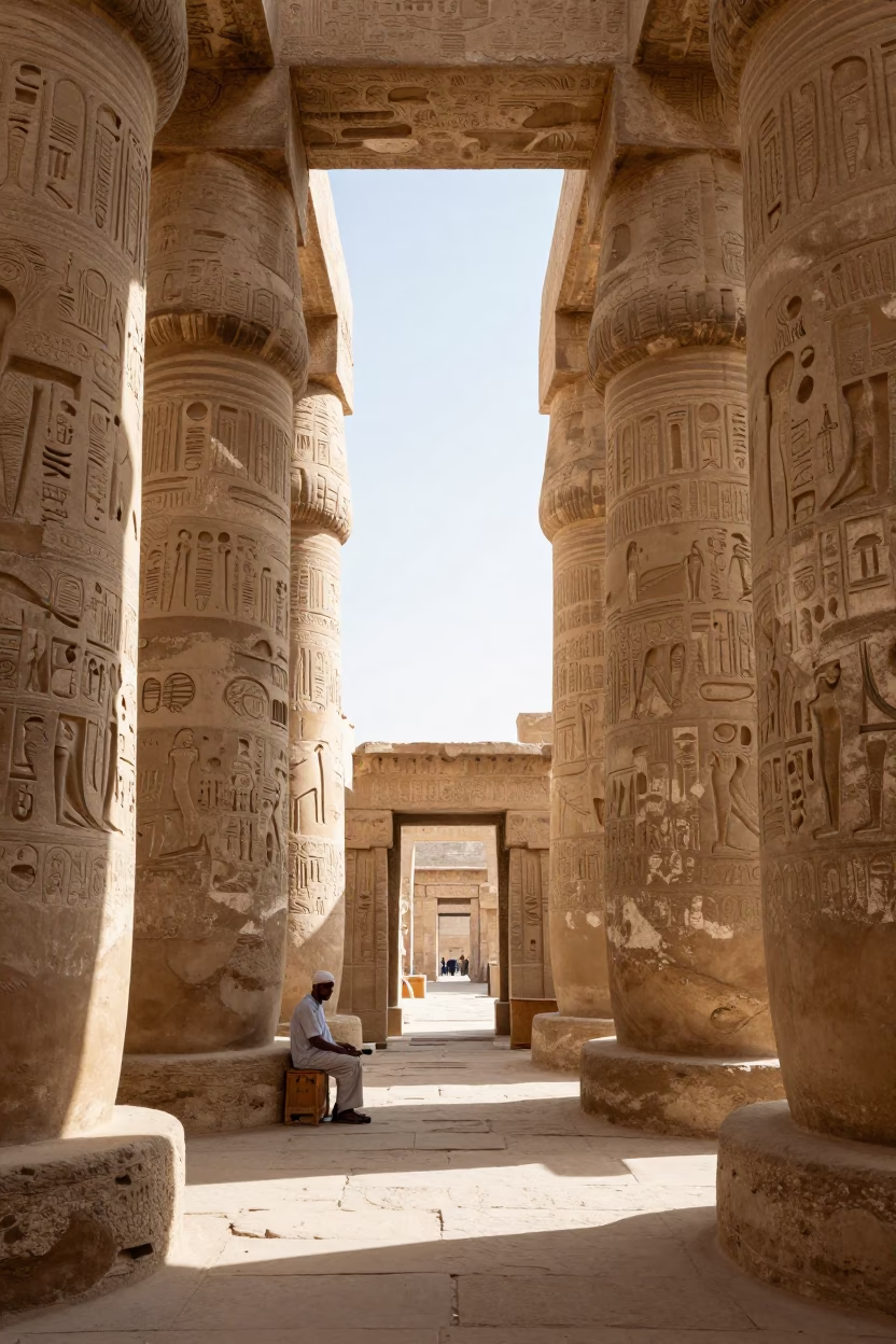 Morning Sunlight at The Late Morning Light in Luxor in in Luxor, Egypt