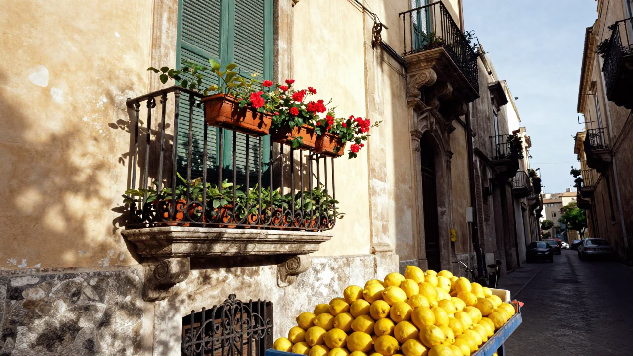 Morning Sunlight in Palermo at The Late Morning Light in in Palermo, Italy