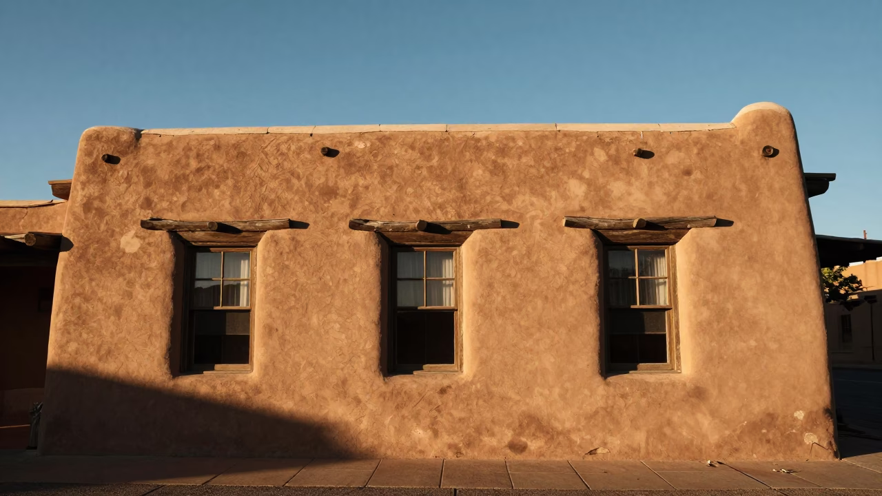 Morning Sunlight in Santa Fe at As First Light Reaches The Scene in in Santa Fe, New Mexico, United States