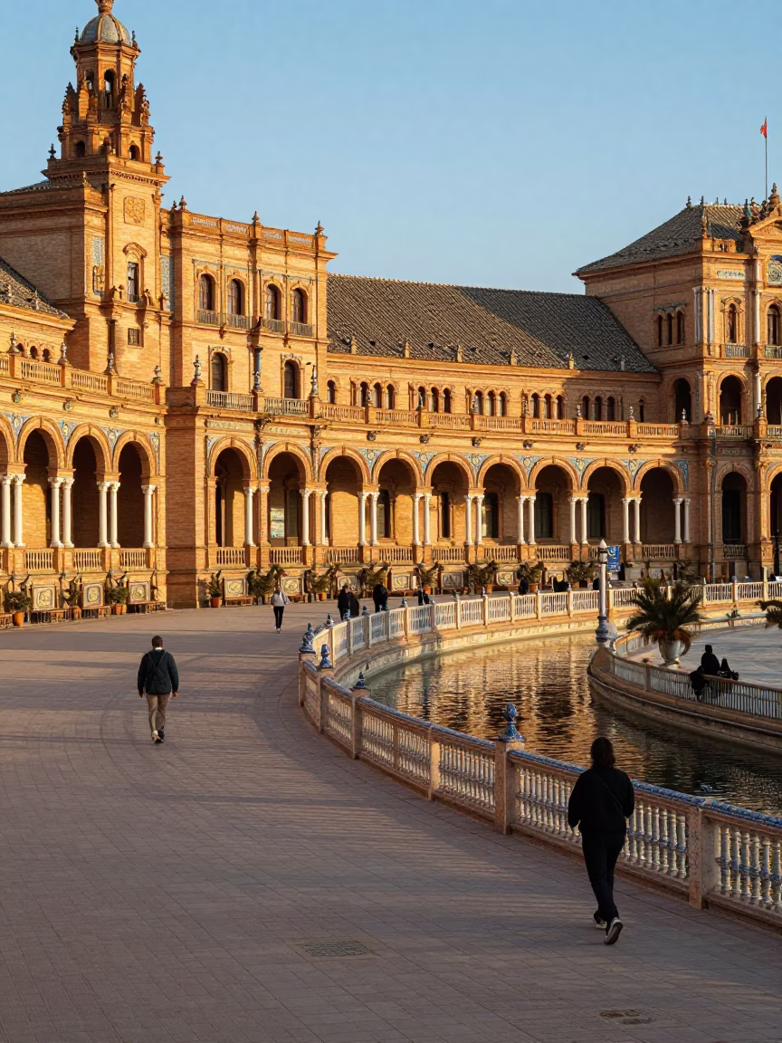 Morning Sunlight in Seville at The Late Morning Light in in Seville, Spain