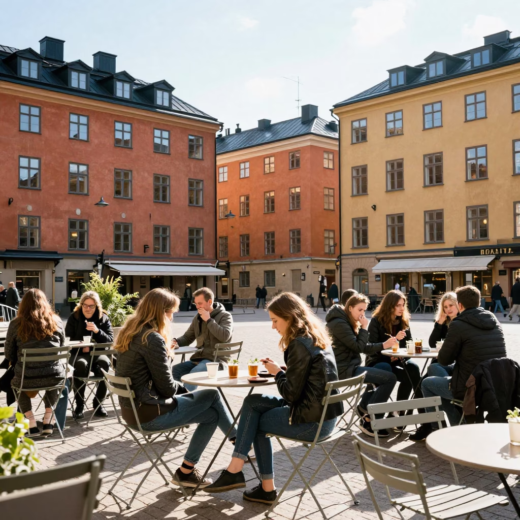 Morning Sunlight in Stockholm at Late Morning Light in in Stockholm, Sweden