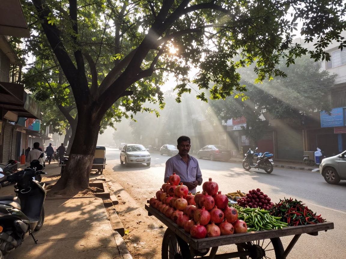 Morning Sunlight just after sunrise in Hyderabad in in Hyderabad, India