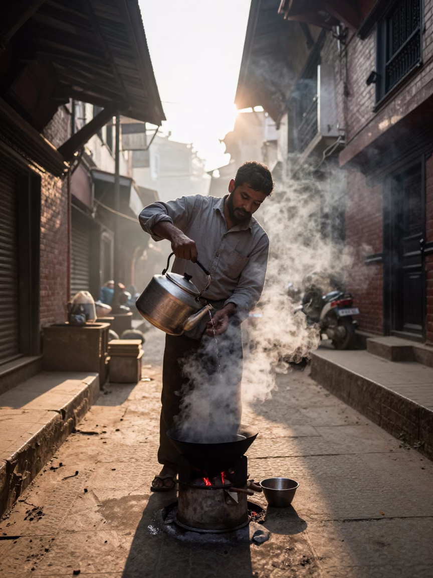 Morning Tea in Kathmandu in in Kathmandu, Nepal