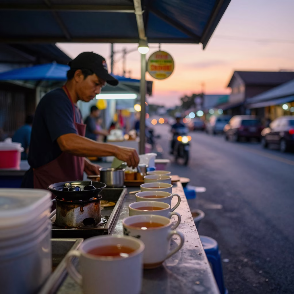 Morning Tea in Phuket at First Light Of Dawn in in Phuket, Thailand