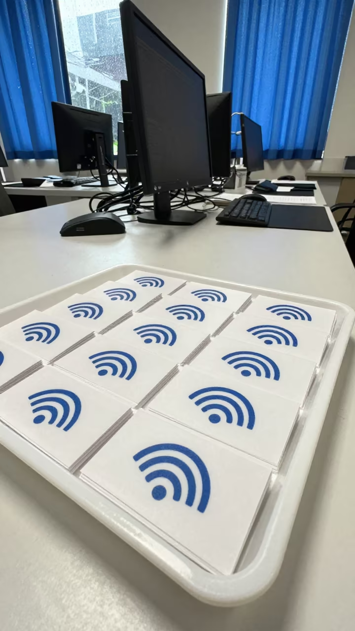 Morning Wi-Fi Voucher Tray in Colombo Office in in an operations center under monitor glow in Galle Face, Colombo