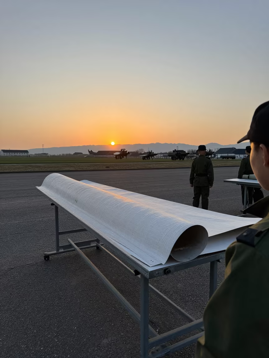 Mortar Tube Cleaning Table Sunset Kansai in on a parade ground in Kansai