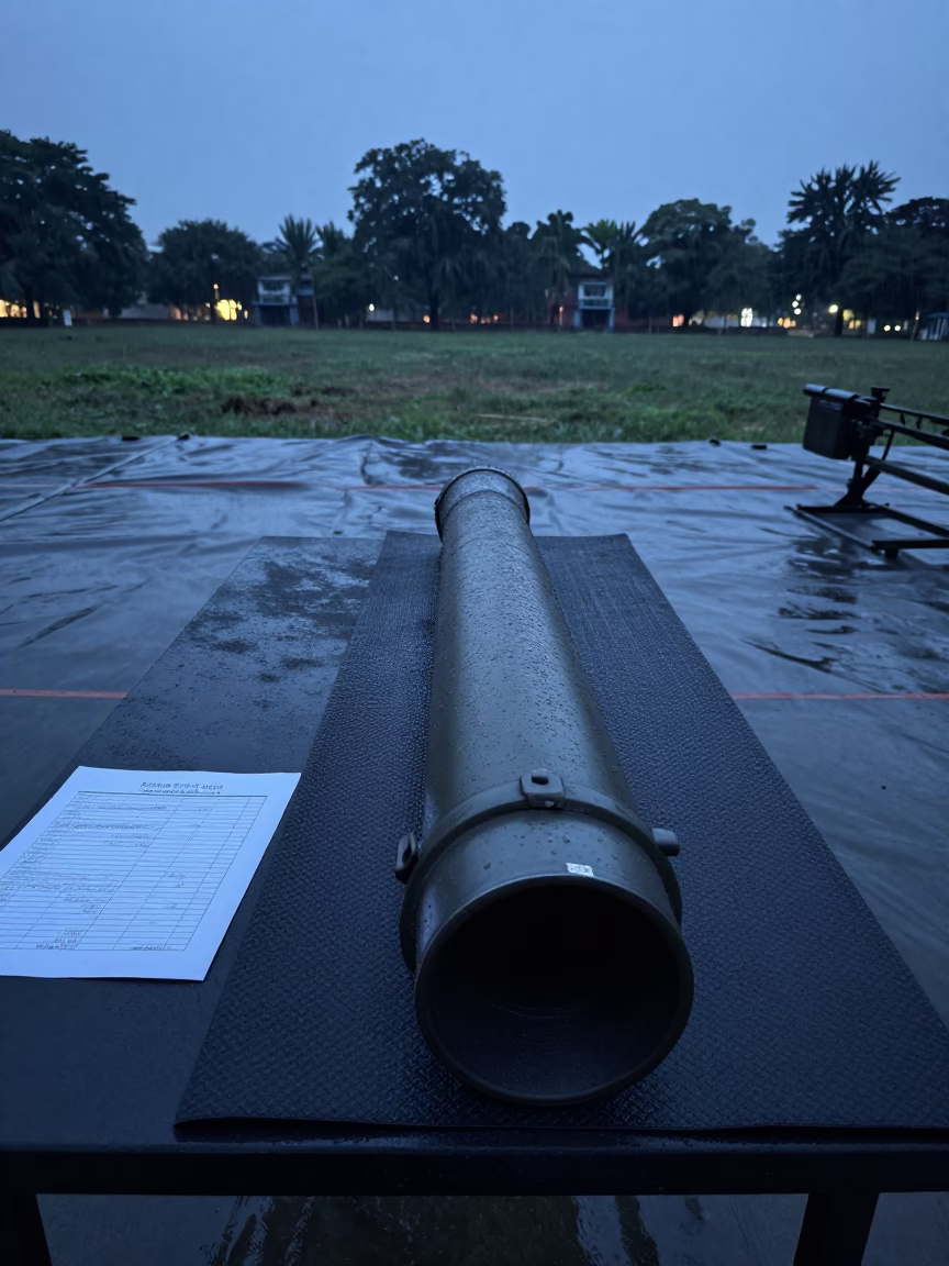 Mortar Tube Cleaning Table Twilight Ghaziabad in on a parade ground near Ghaziabad