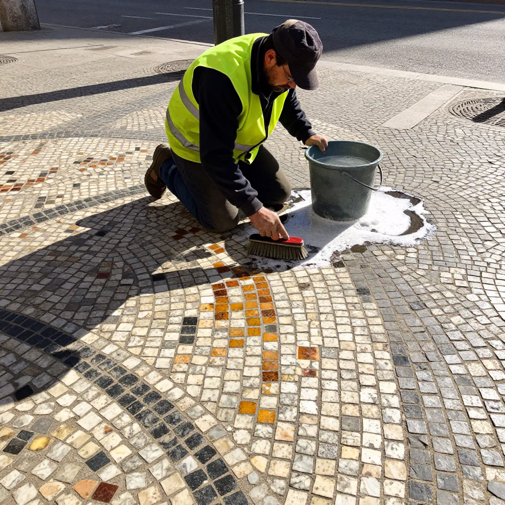 Mosaic Pavement in Barcelona in in Barcelona, Spain