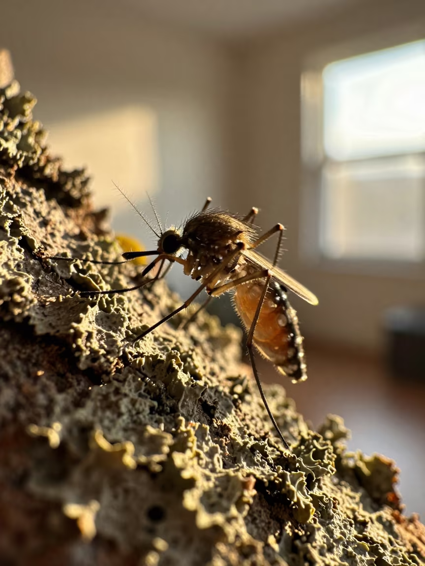 Mosquito Proboscis on Lichen Bark in on lichen-covered bark near Guayaquil