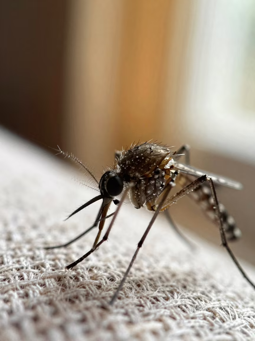 Mosquito Proboscis Profile on Woven Linen in against woven linen fibers in La Victoria
