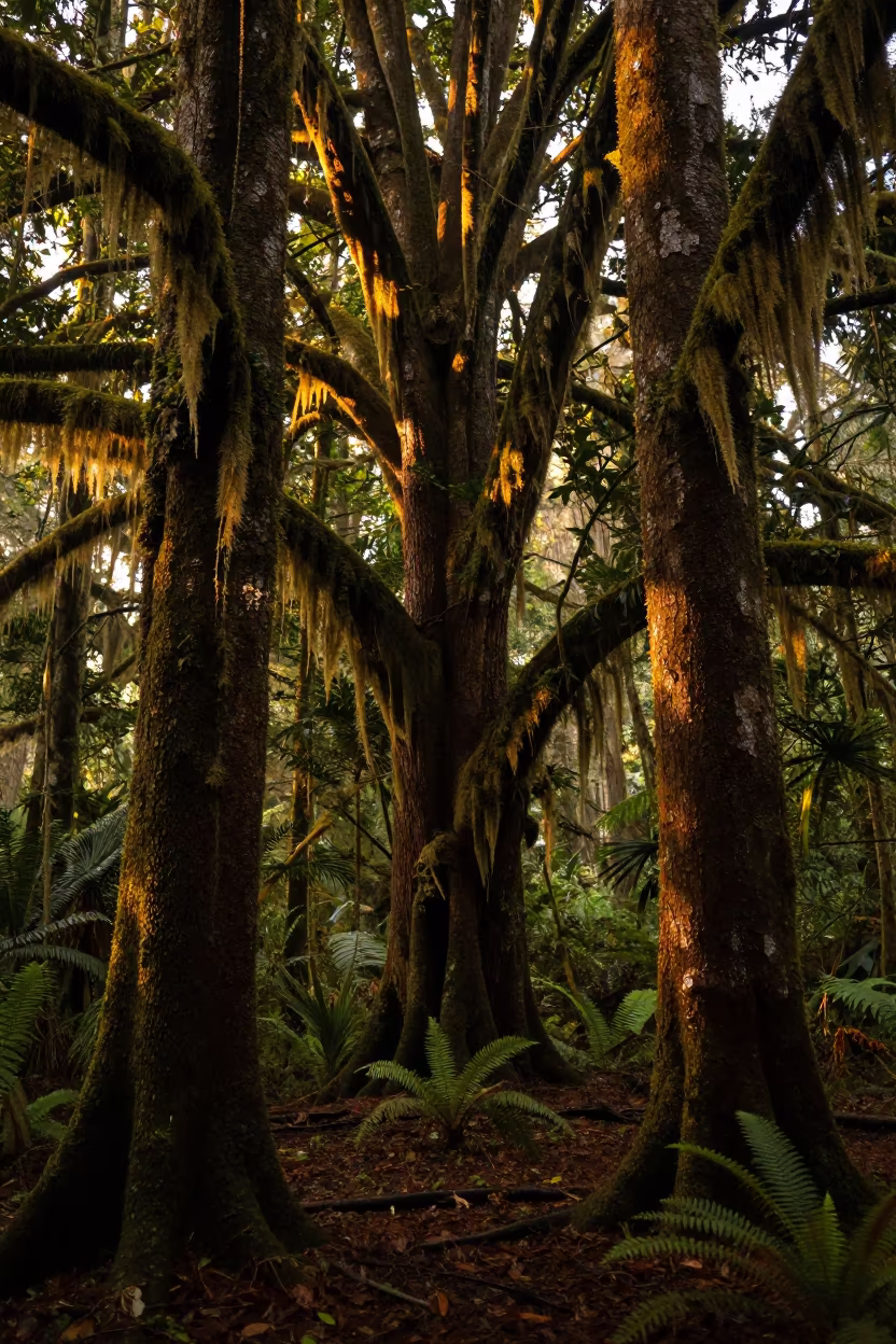 Moss Curtains in Dar es Salaam Rainforest Evening in near Dar es Salaam