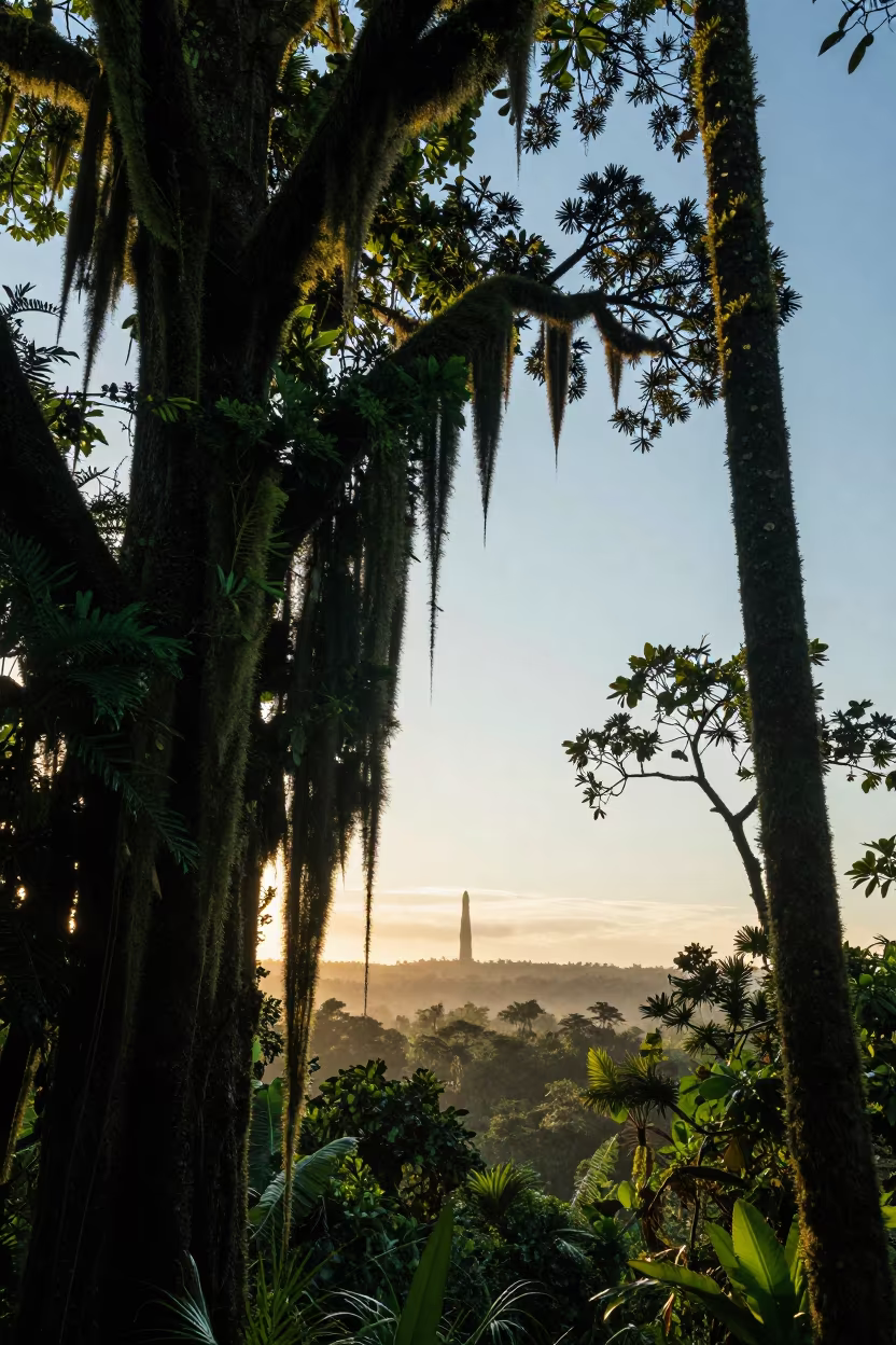Moss Curtains in Madagascar Dawn Light in in Madagascar