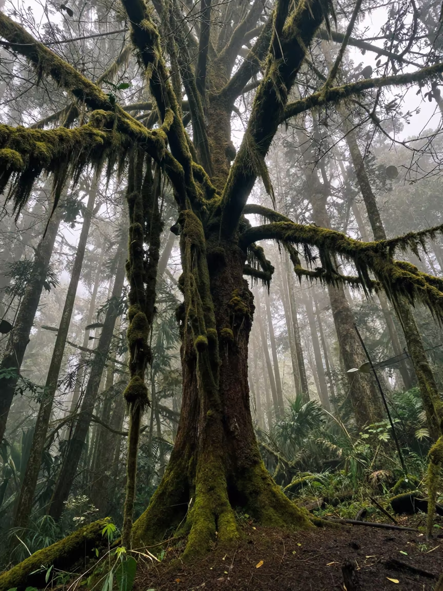 Moss Curtains in Yunnan Rainforest First Light in in Yunnan