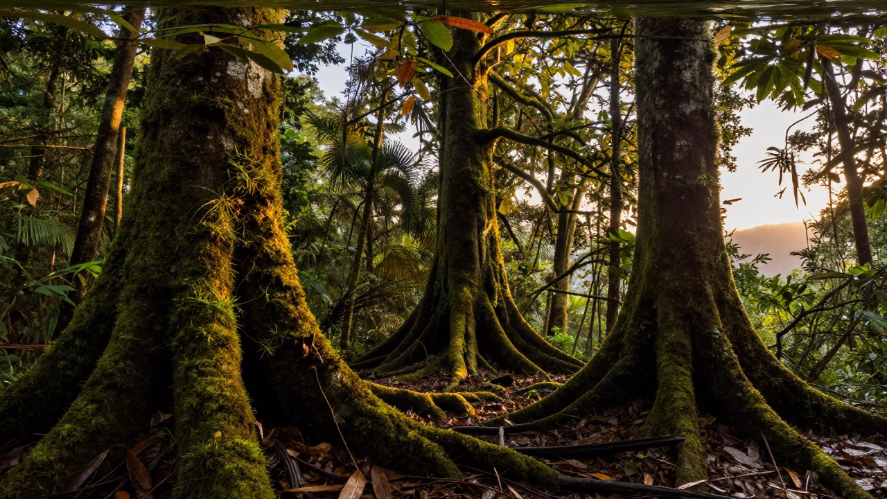 Mossy Old Growth Rainforest Rio Evening in near Rio de Janeiro